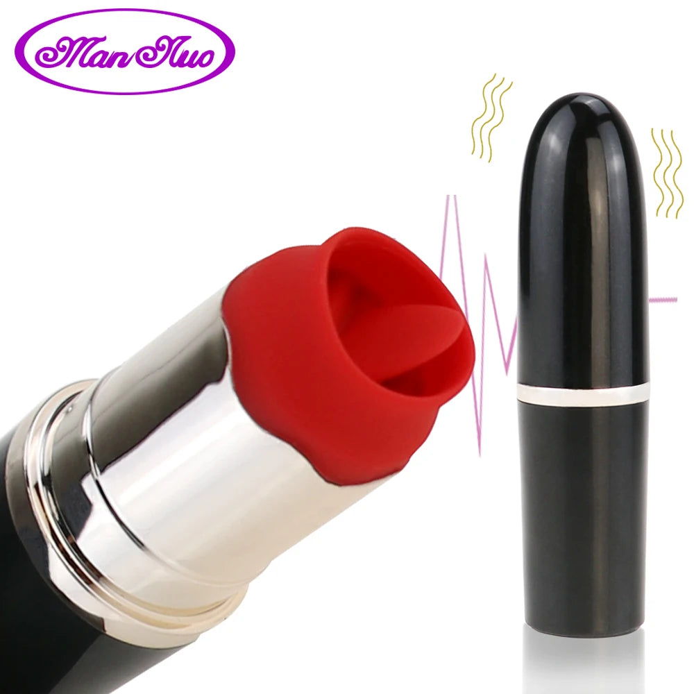 Licking Lipstick Massage Toys Double Stimulation Vaginal Bullet Vibrator 2 in 1 Clitoris Stimulator Orgasm Sex Toy for Women