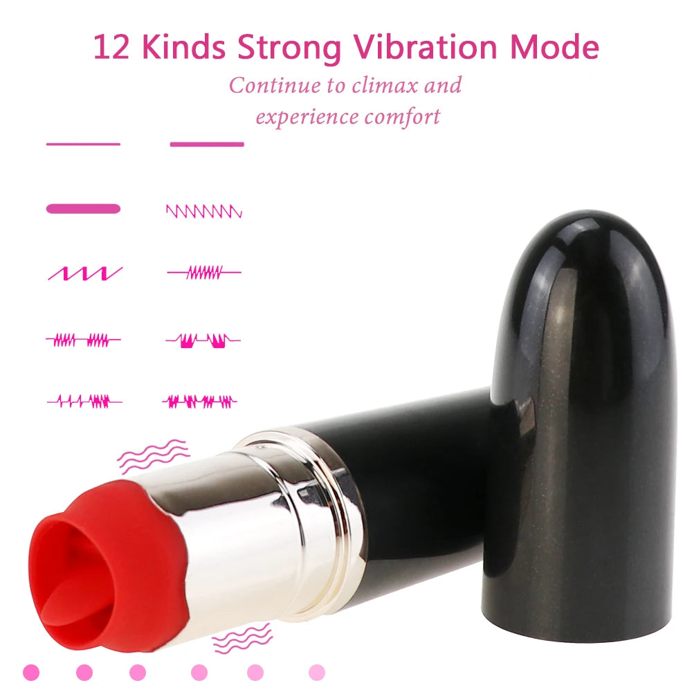Licking Lipstick Massage Toys Double Stimulation Vaginal Bullet Vibrator 2 in 1 Clitoris Stimulator Orgasm Sex Toy for Women